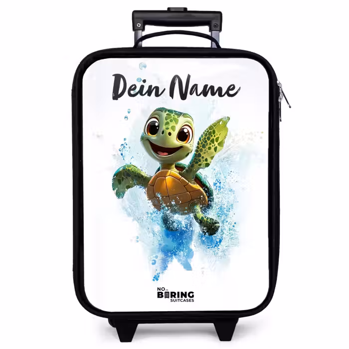 Kinderkoffer mit Name - Schildkröte - Wasser - Grün