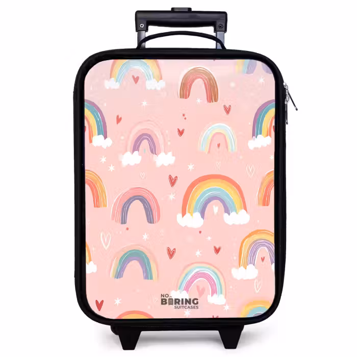 Kinderkoffer - Regenbögen auf einem rosa Hintergrund