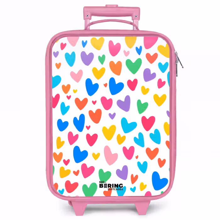 Kinderkoffer Rosa - Bunte Herzen