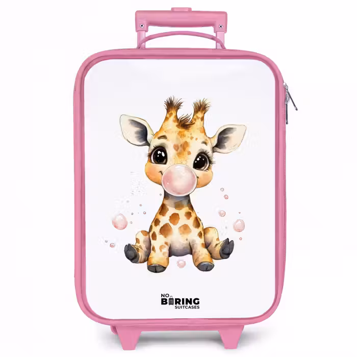 Kinderkoffer Rosa - Giraffe mit rosa Gummitier