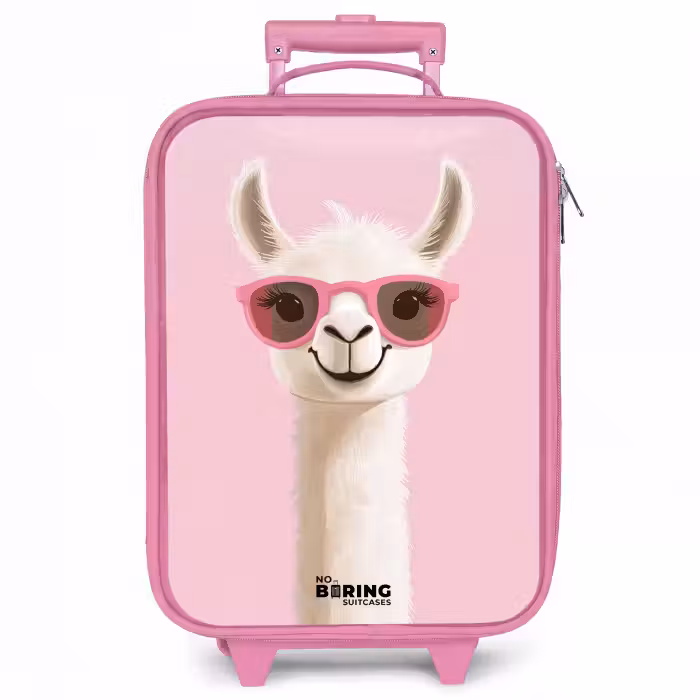 Kinderkoffer Rosa - Lama - Weiß - Sonnenbrille - Wimpern