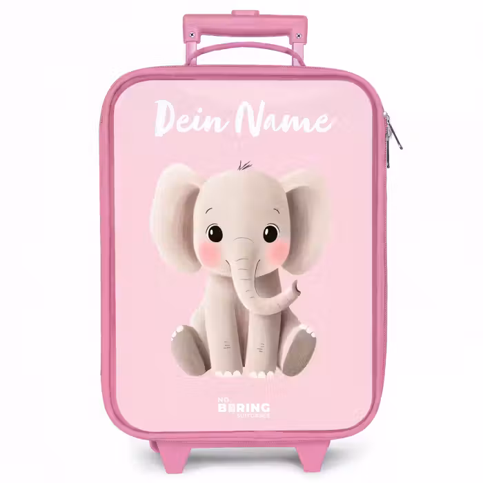 Kinderkoffer Rosa mit Name - Elefant - Grau - Baby - Rüssel