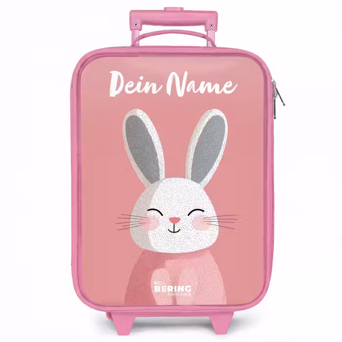 Kinderkoffer Rosa mit Name - Kaninchen - Erröten - Punkte - Rosa