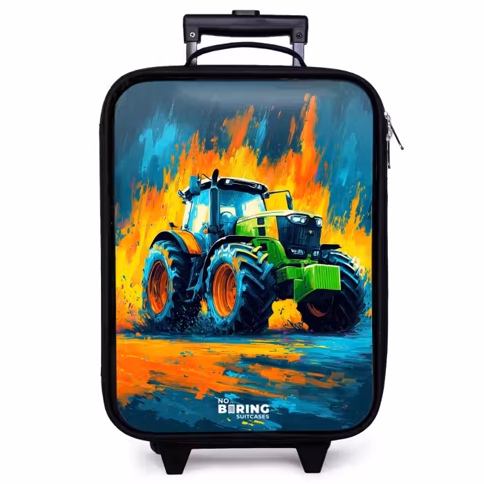 Kinderkoffer - Traktor - Grün - Abstrakt - Pinselstriche