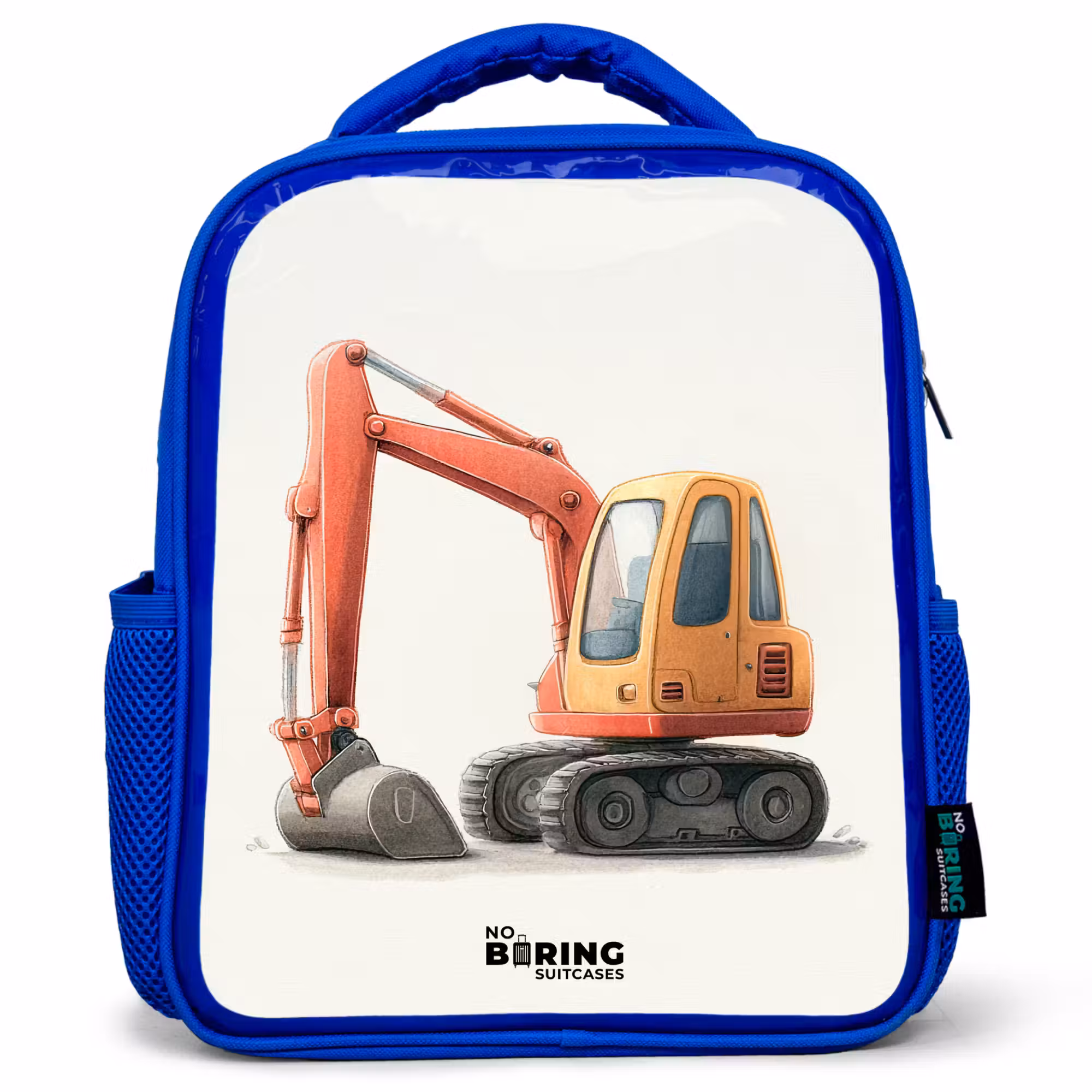 Kinderrucksack - Blau - Bagger - Signiert - Orange