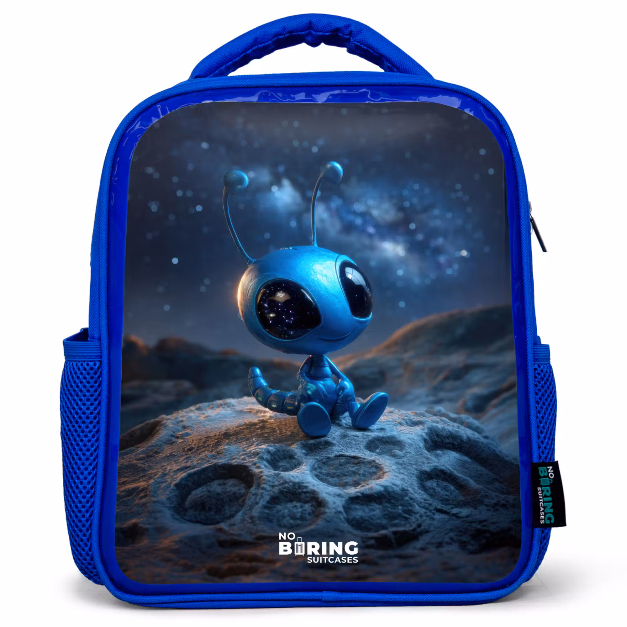 Kinderrucksack - Blau - Blaue außerirdische Kreatur unter dem Sternenhimmel