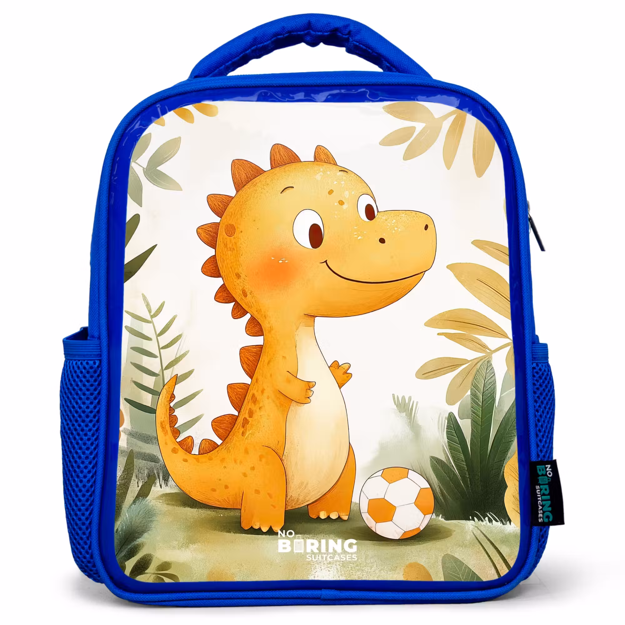 Kinderrucksack - Blau - Dino - Fußball - Orange