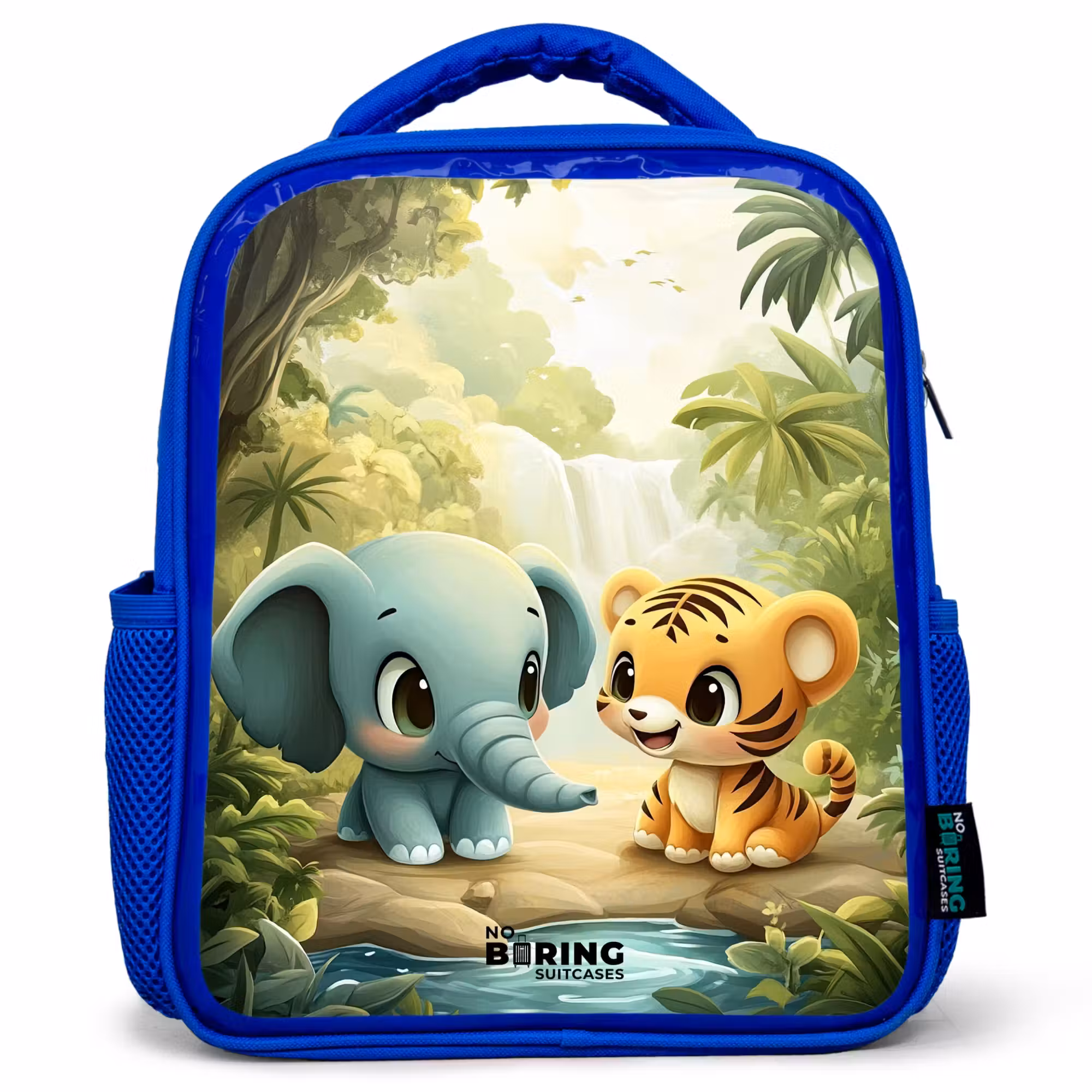 Kinderrucksack - Blau - Elefant - Tiger - Wald - Dschungel