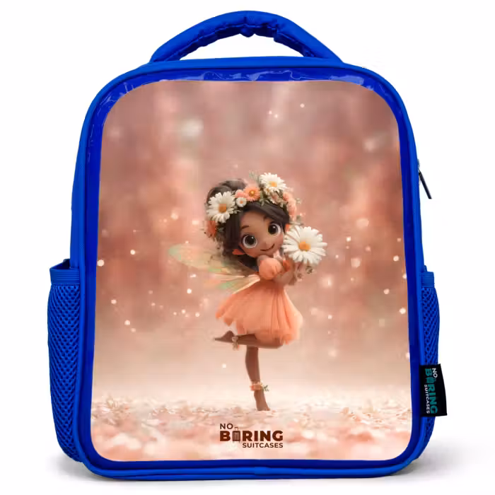 Kinderrucksack - Blau - Fee mit Gänseblümchen