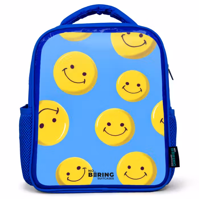 Kinderrucksack - Blau - Fröhlicher Smiley-Regen