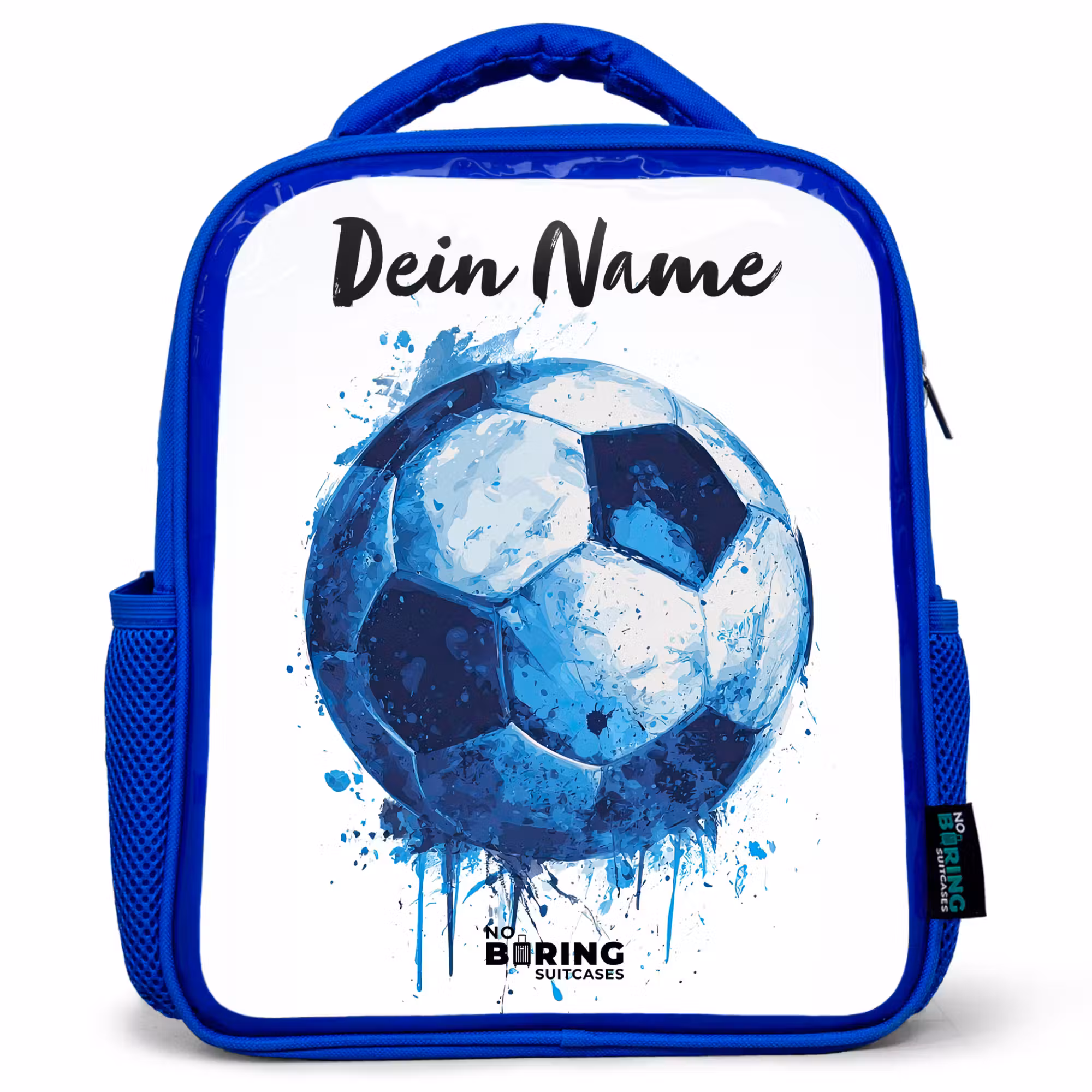 Kinderrucksack - Blau - Fußball-Vibes - Tintenkleckse - Blau