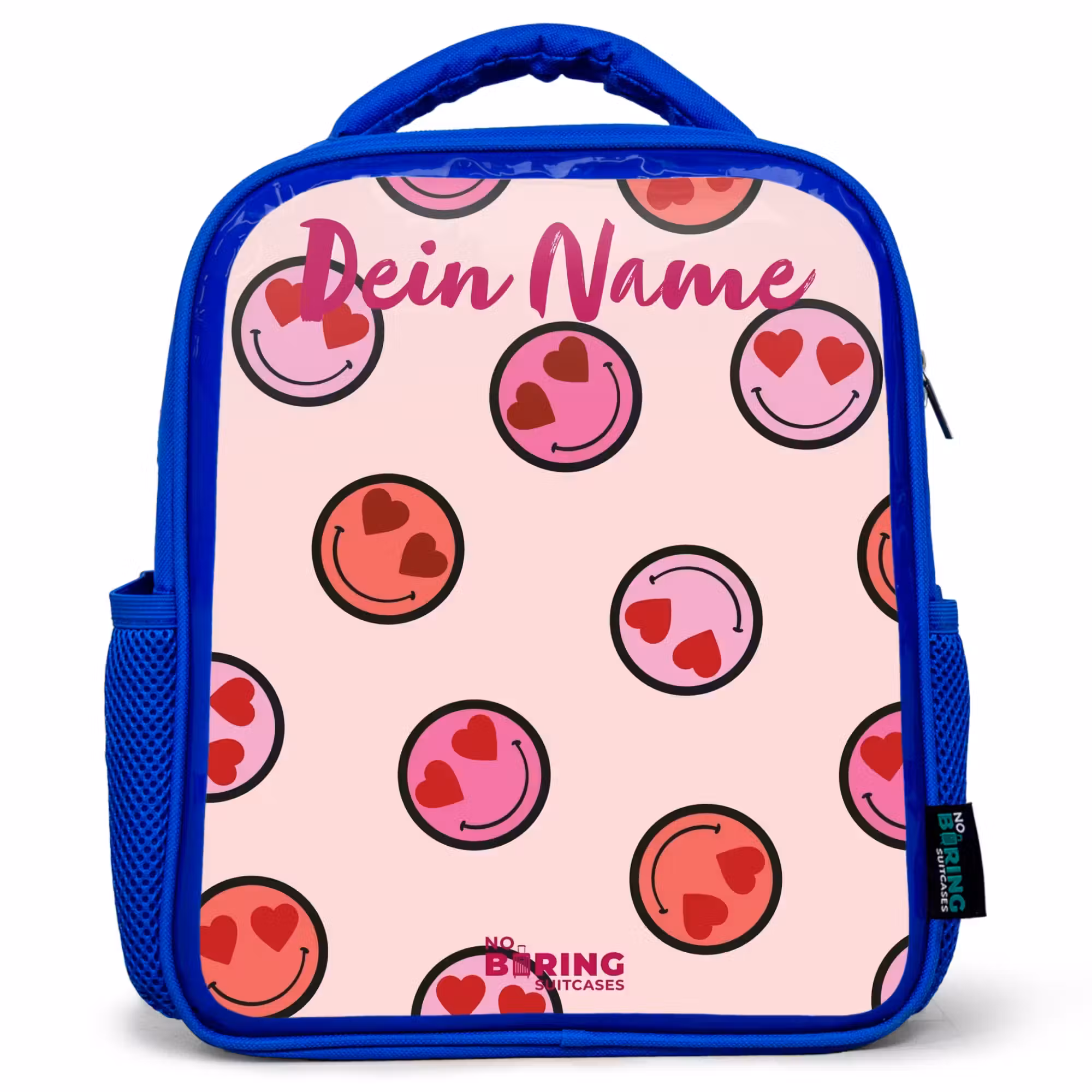 Kinderrucksack - Blau - Herz - Smiley - Muster