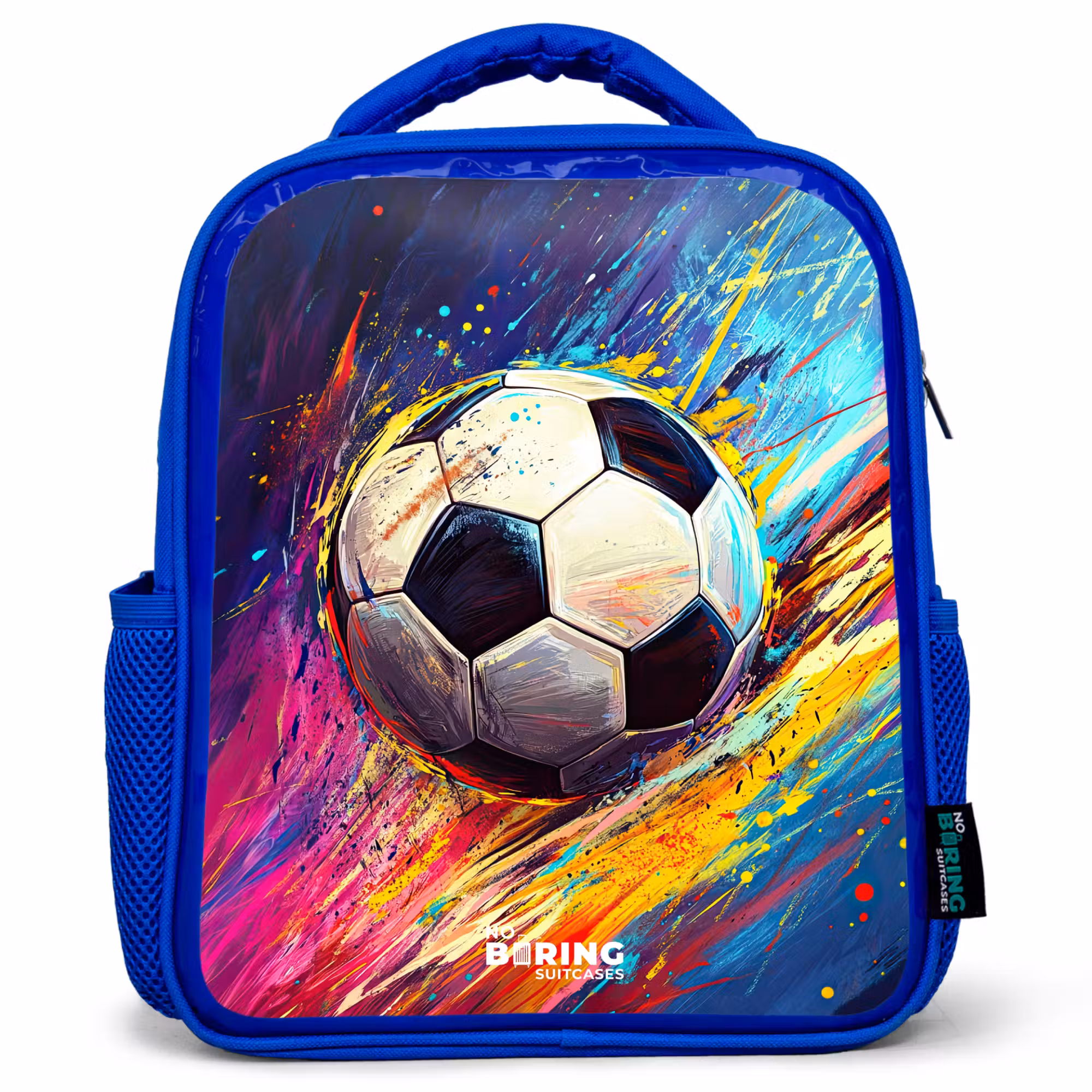 Kinderrucksack - Blau - Neon - Fußball - Farbenfroh