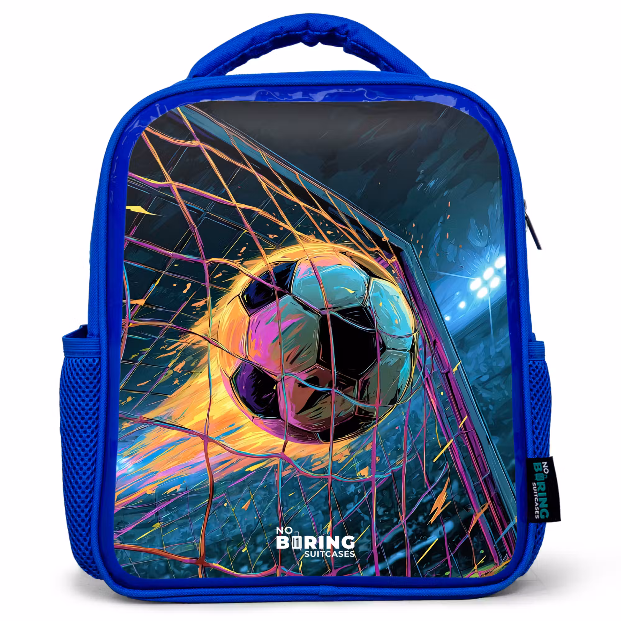 Kinderrucksack - Blau - Neon - Netz - Fußball - Farbenfroh