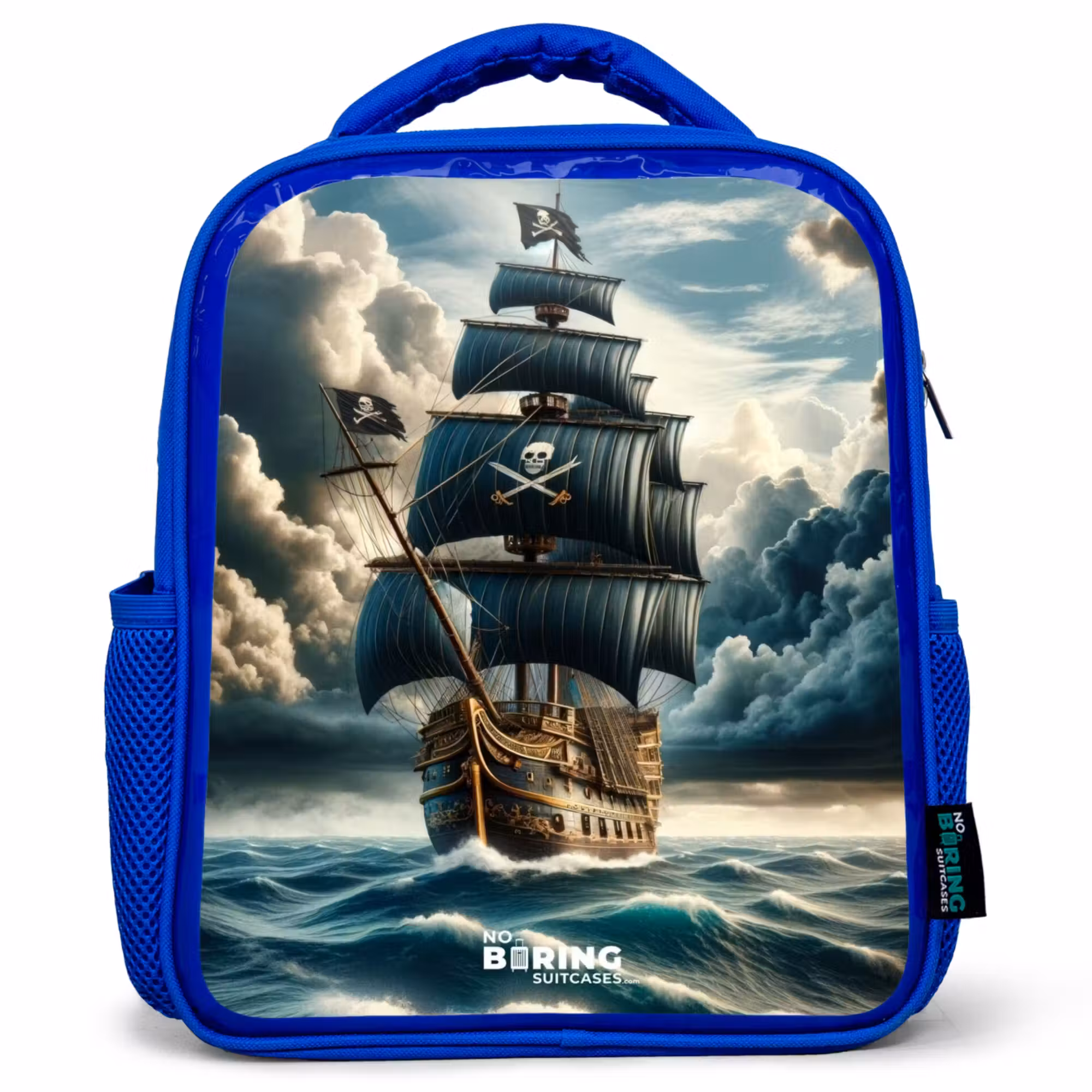 Kinderrucksack - Blau - Piratenschiff auf tosender See