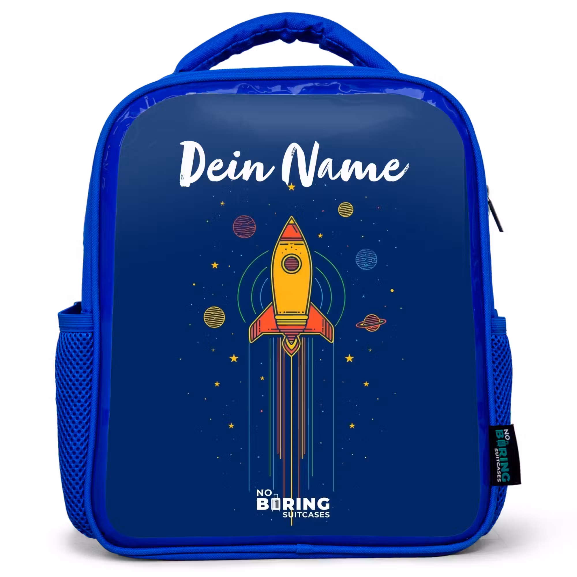 Kinderrucksack - Blau - Rakete - Planeten - Sterne
