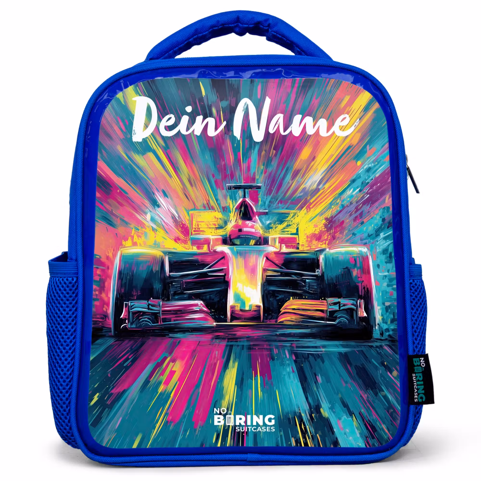Kinderrucksack - Blau - Rennwagen - Abstrakt - Streifen - Blau