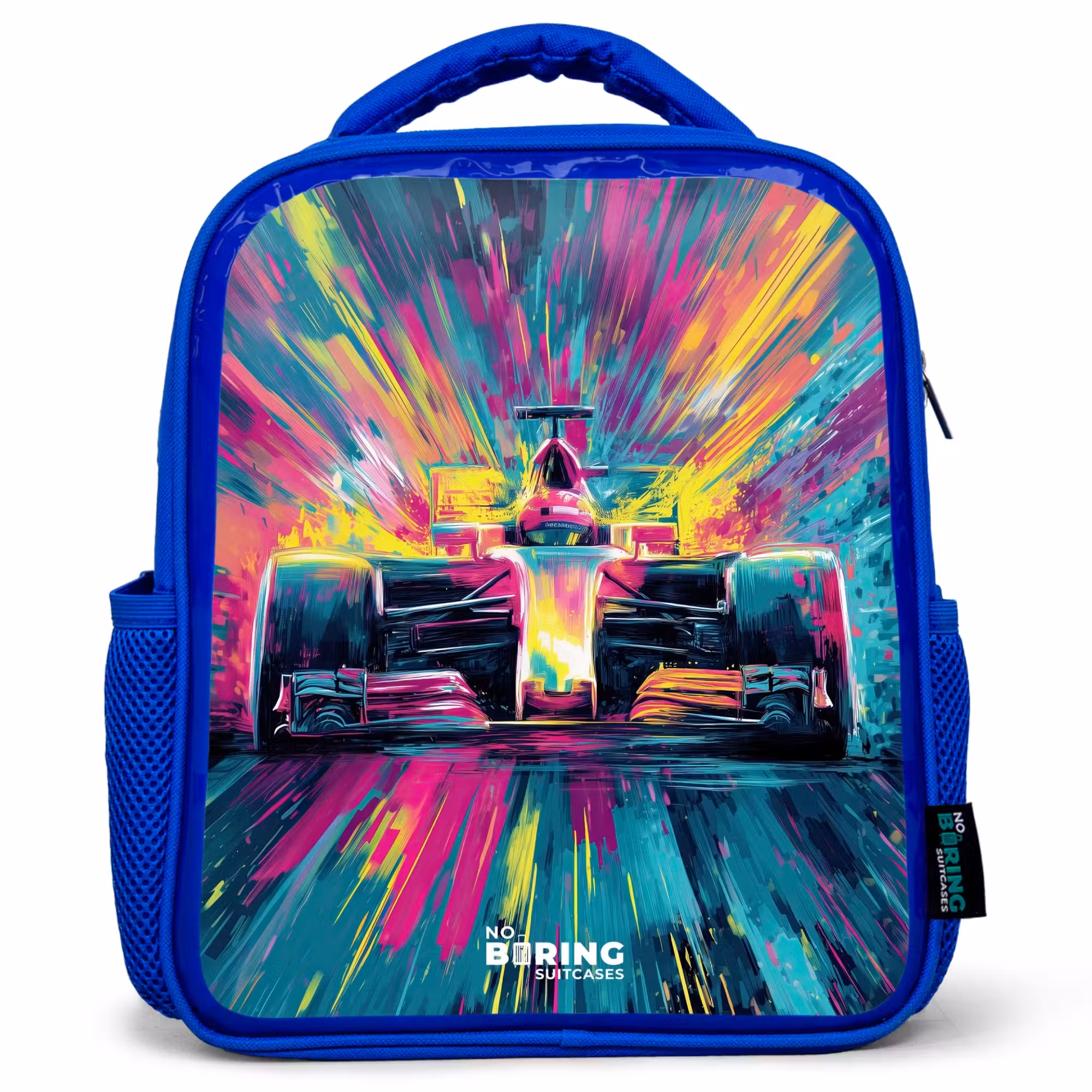 Kinderrucksack - Blau - Rennwagen - Explosion - Bunt - Abstrakt