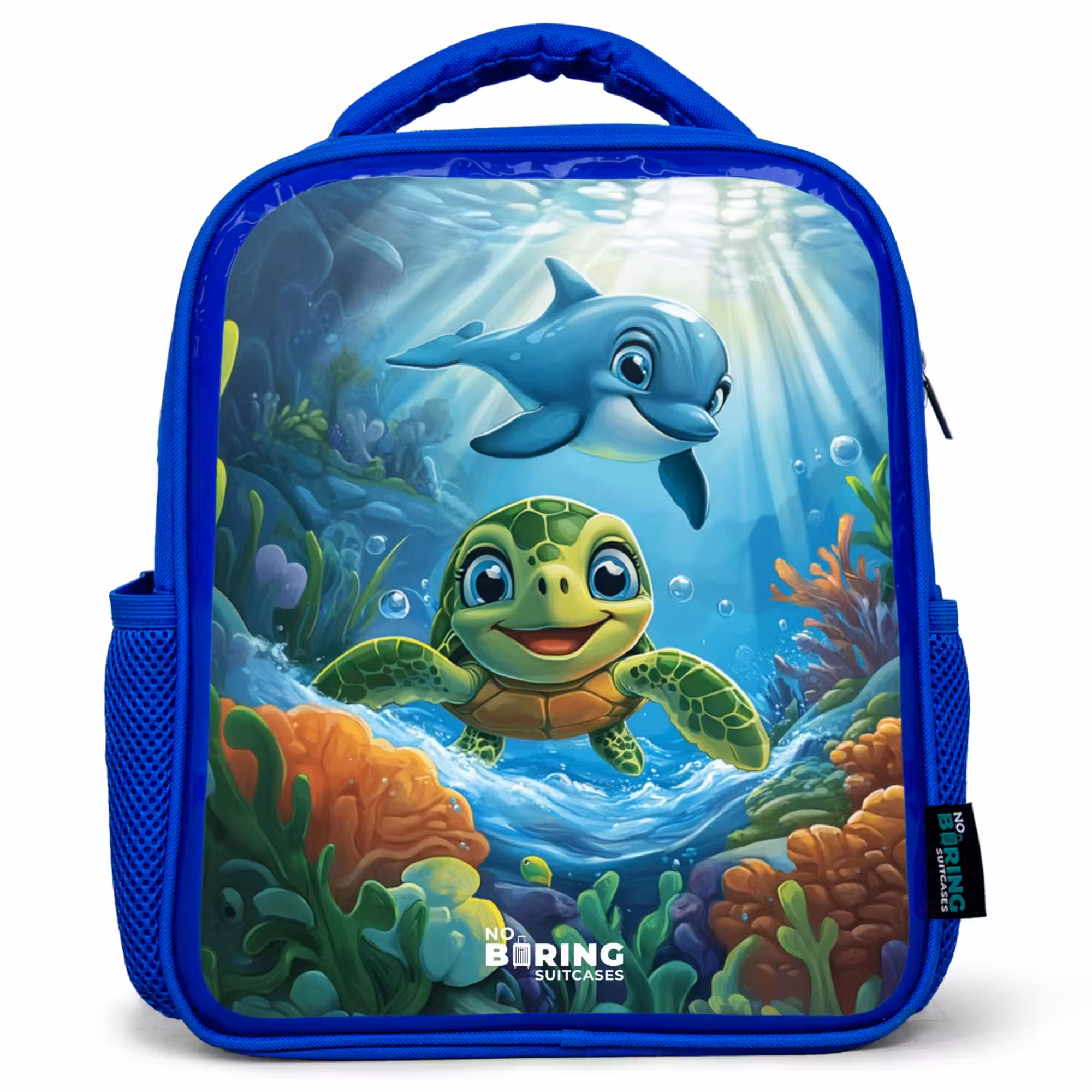 Kinderrucksack - Blau - Schildkröte und Delfin im blauen Ozean