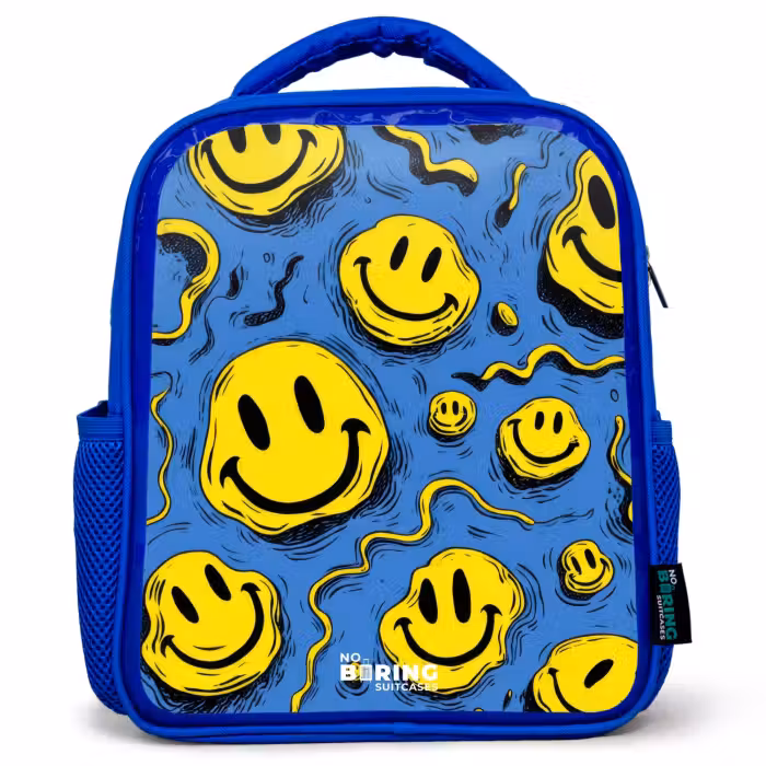 Kinderrucksack - Blau - Smiley - Blau - Gelb