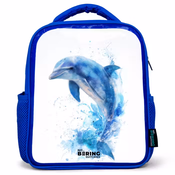 Kinderrucksack - Blau - Springender blauer Delfin