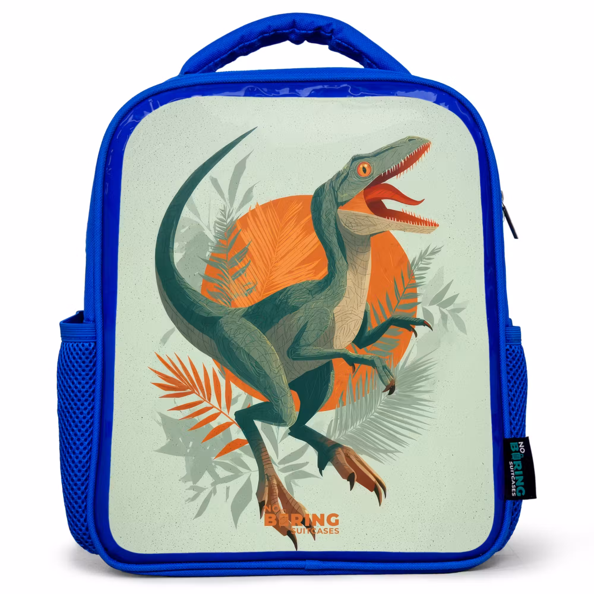 Kinderrucksack - Blau - Streifender Jäger mit Blättern