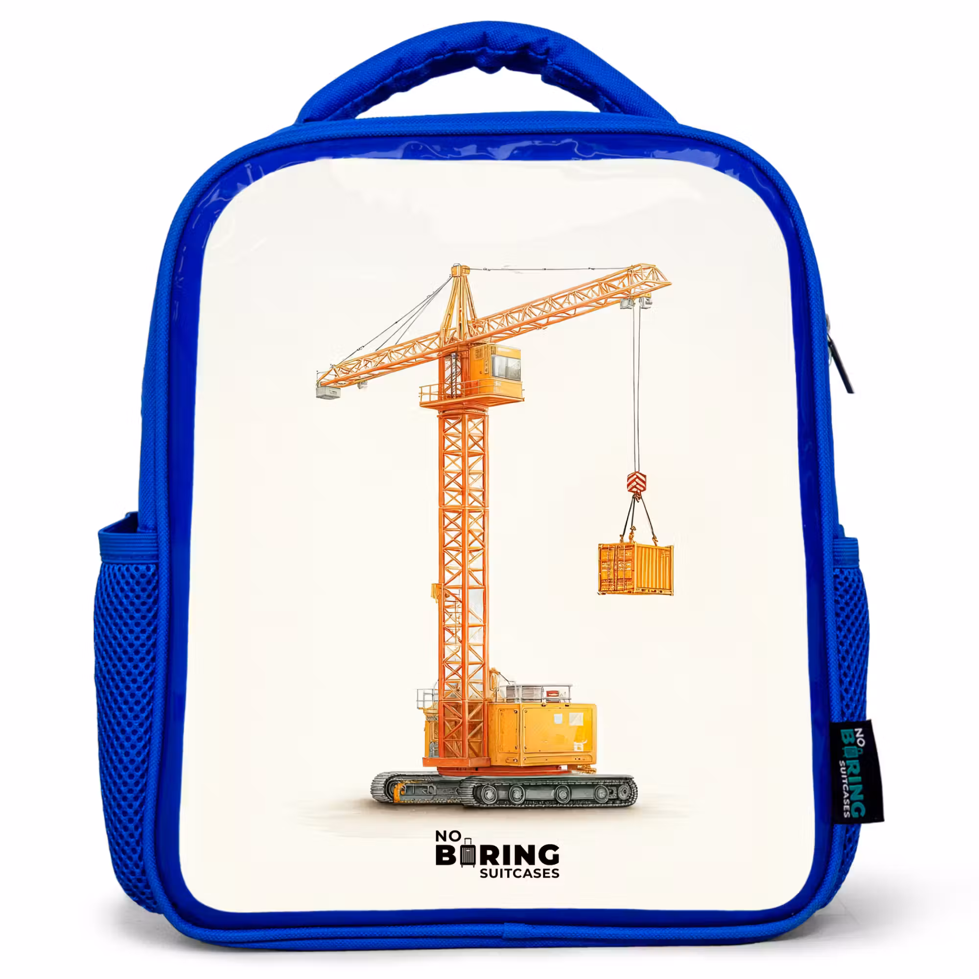 Kinderrucksack - Blau - Turmkran - Signiert - Orange