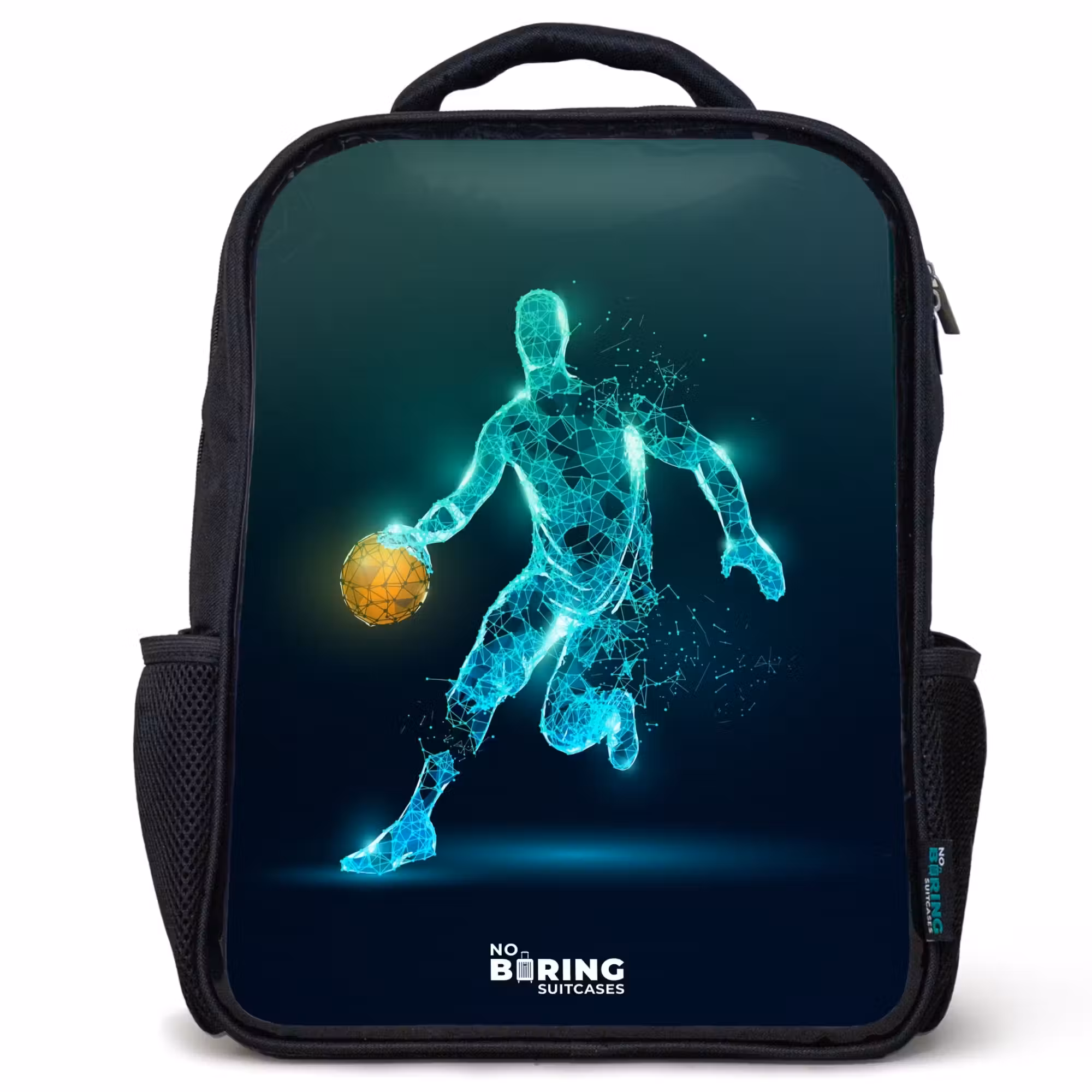 Kinderrucksack - Schwarz - Basketballspieler in Neon-Dribbling-Aktion