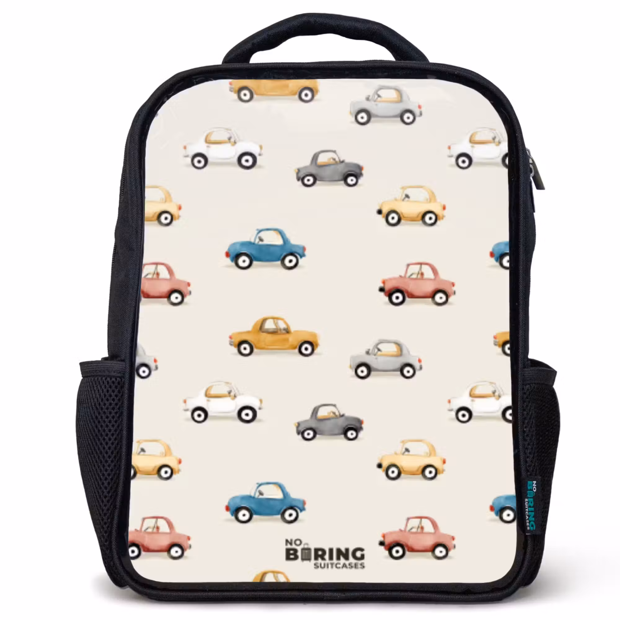 Kinderrucksack - Schwarz - Bunte Retro-Autos