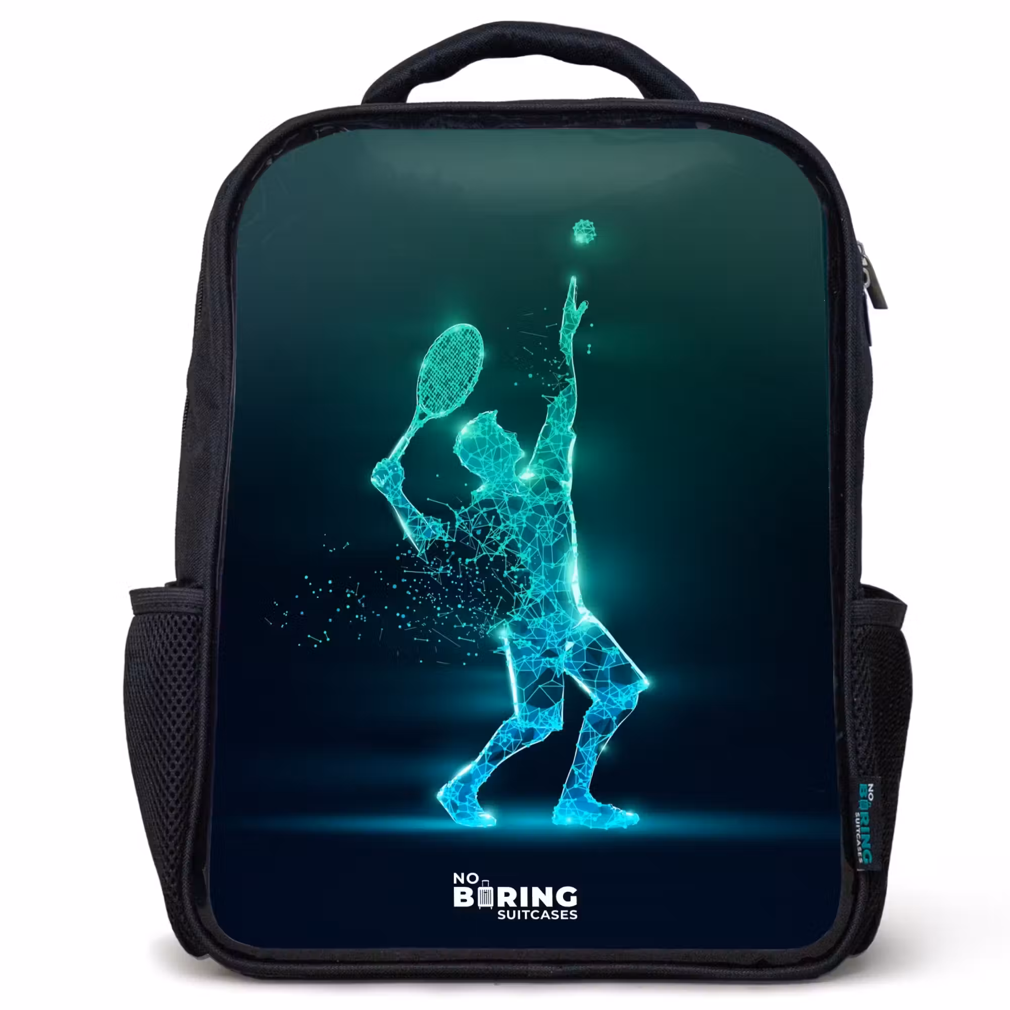 Kinderrucksack - Schwarz - Digitaler Tennisspieler im futuristischen Stil