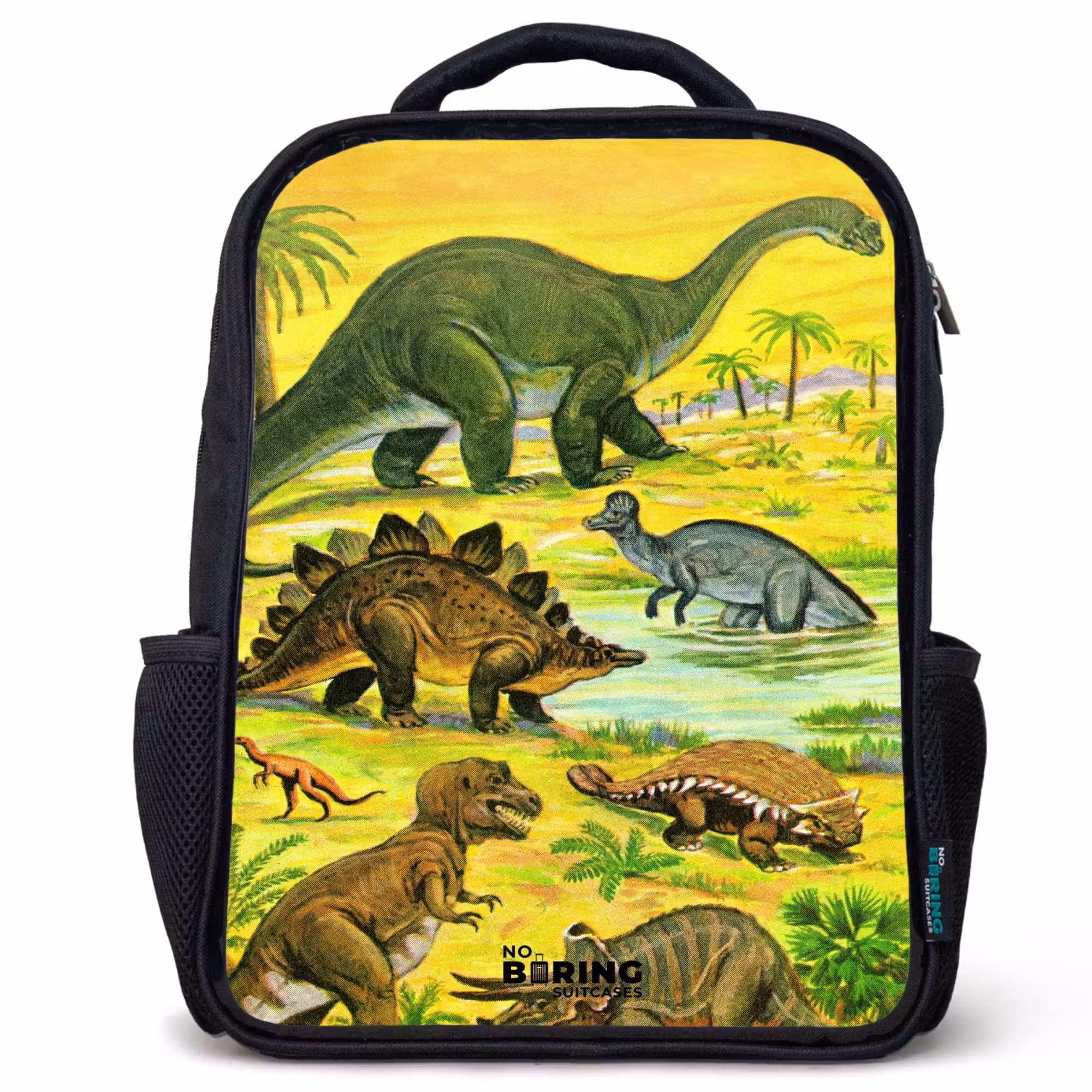 Kinderrucksack - Schwarz - Dinos am Wasser