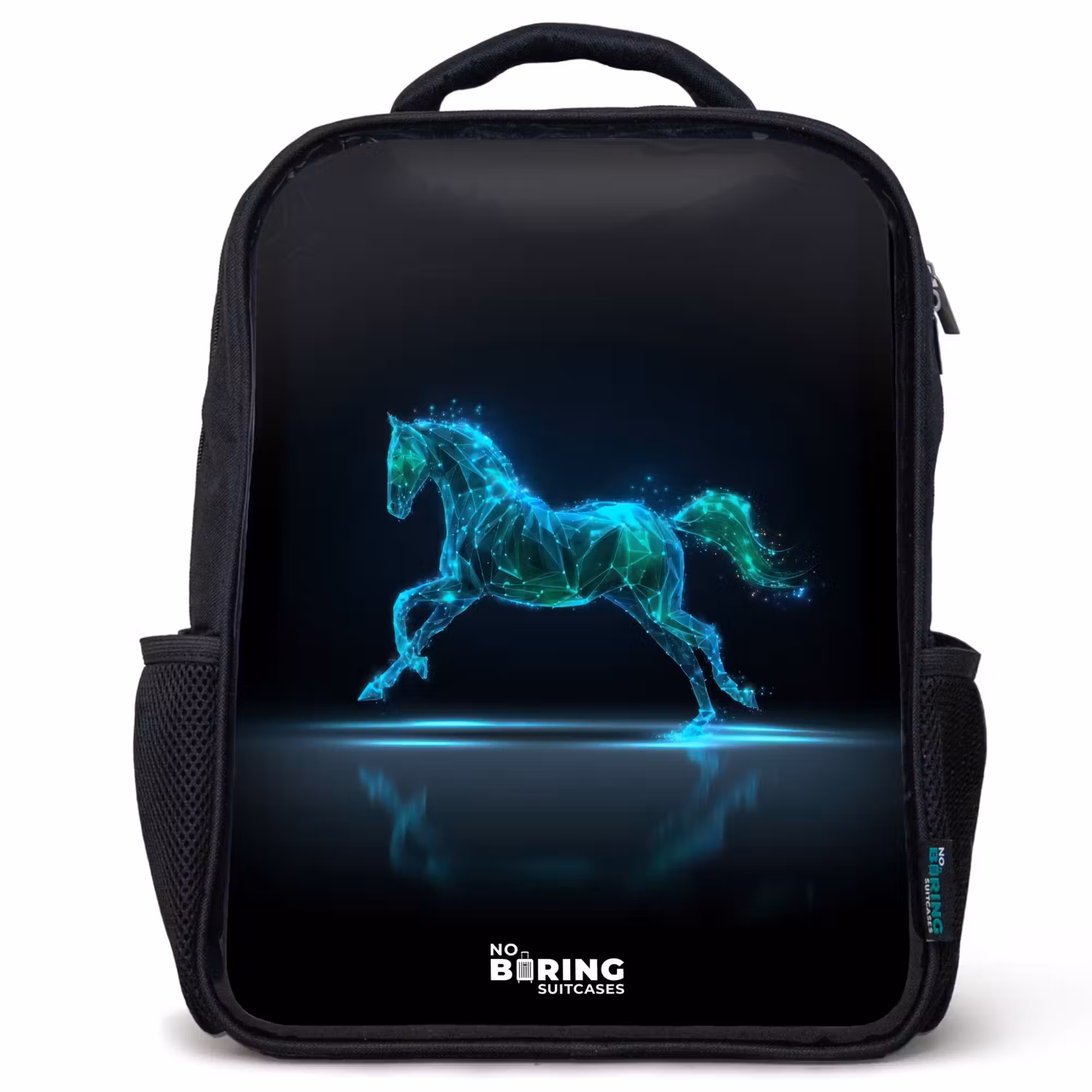 Kinderrucksack - Schwarz - Futuristisches galoppierendes Pferd