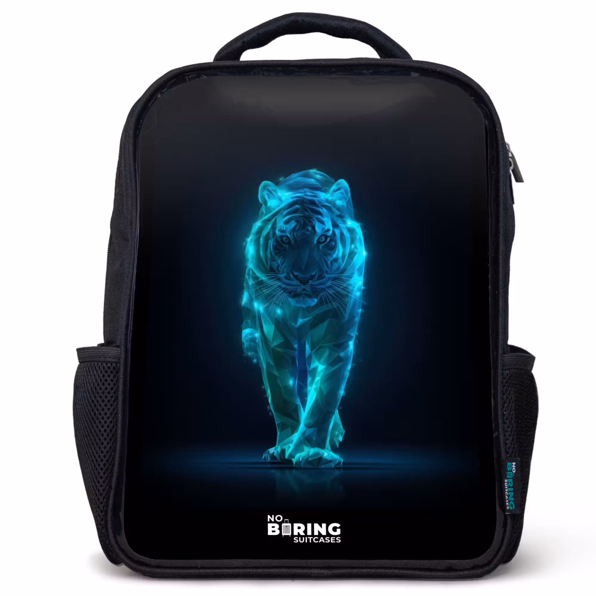 Kinderrucksack - Schwarz - Glühender Tiger in Bewegung