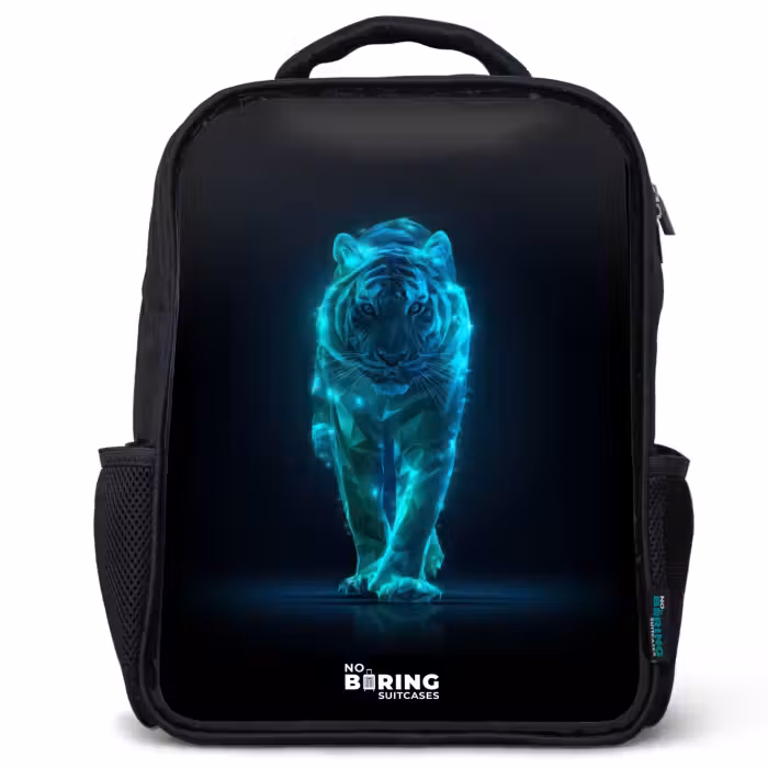 Kinderrucksack - Schwarz - Glühender Tiger in Bewegung