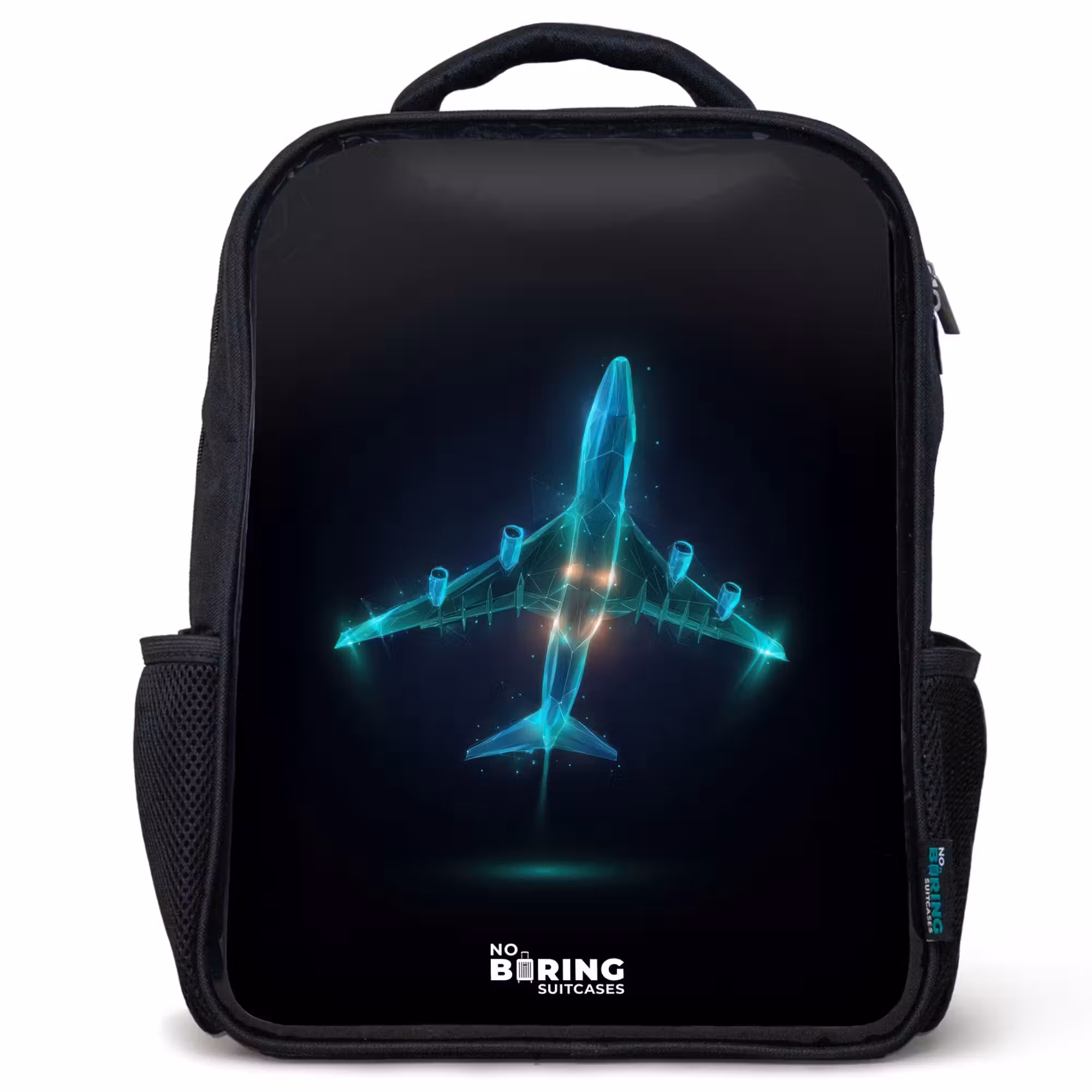 Kinderrucksack - Schwarz - Leuchtendes Flugzeug