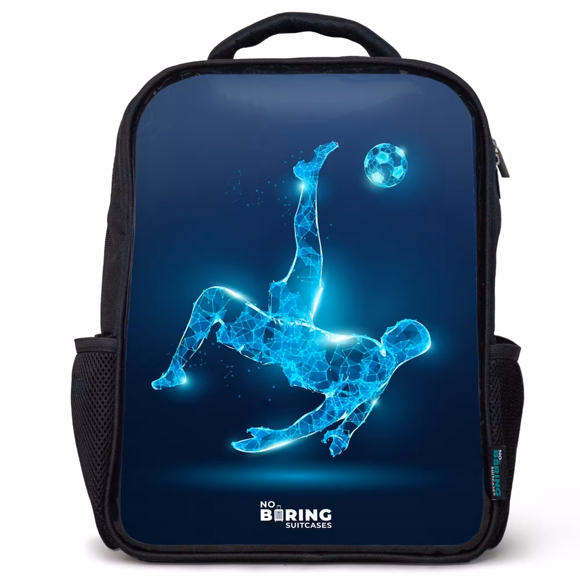 Kinderrucksack - Schwarz - Omake in blauem Neon-Fußball