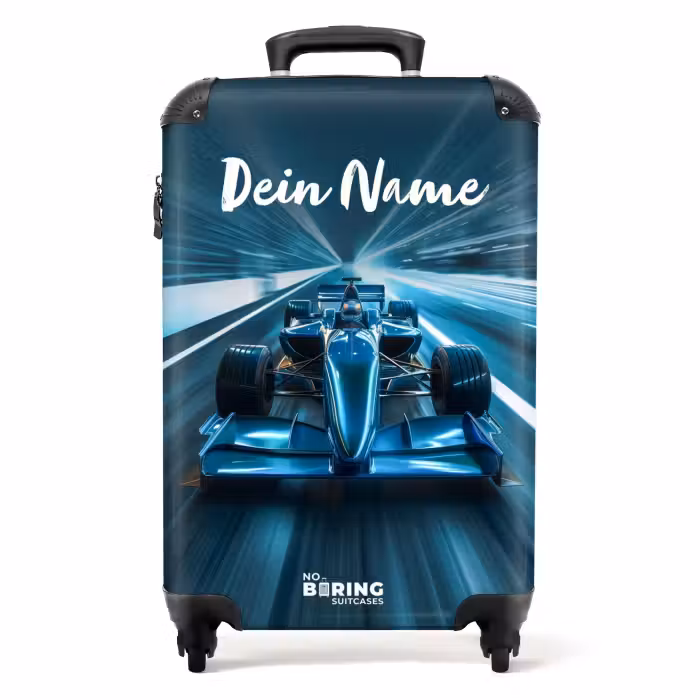 Koffer mit Name - Blau leuchtend