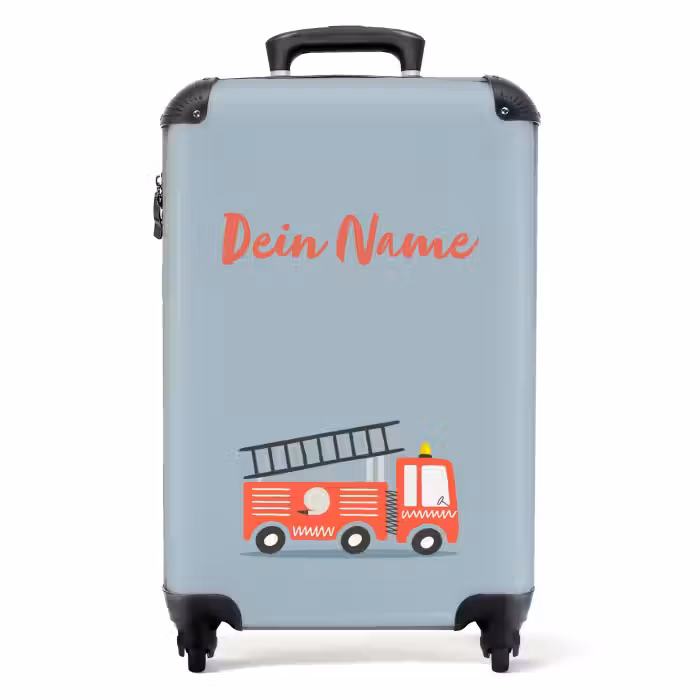 Koffer mit Name - Feuerwehrauto blauer Hintergrund
