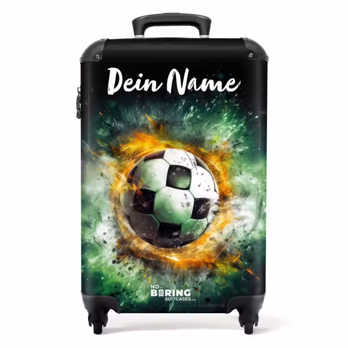 Koffer mit Name - Fußball in Flammen