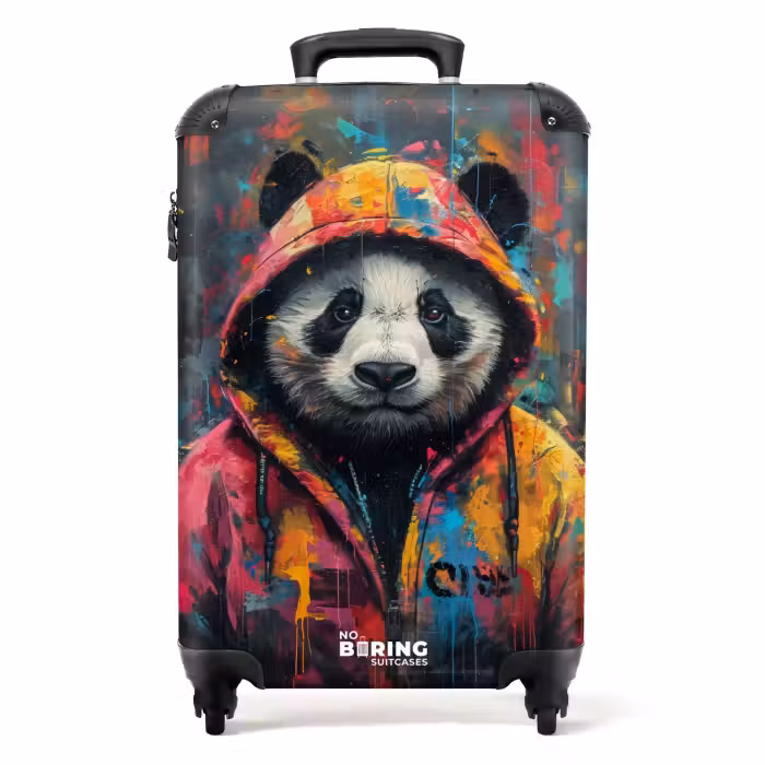 Koffer - Panda mit buntem Fell und Farbspritzern