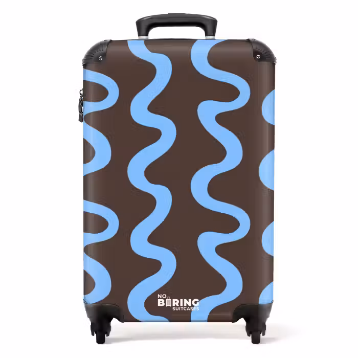 Koffer - Sich windende Linien - Blau - Braun - Minimalistisch