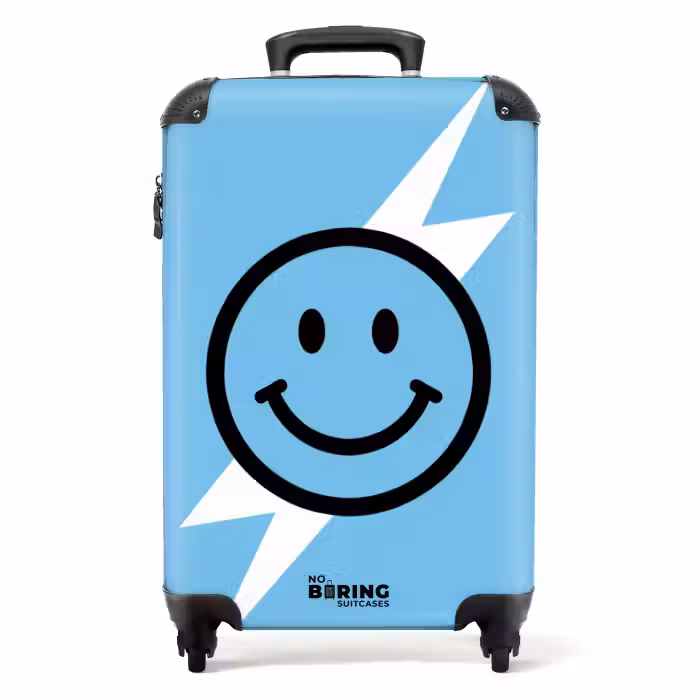Koffer - Smiley - Blau - Blitzschlag