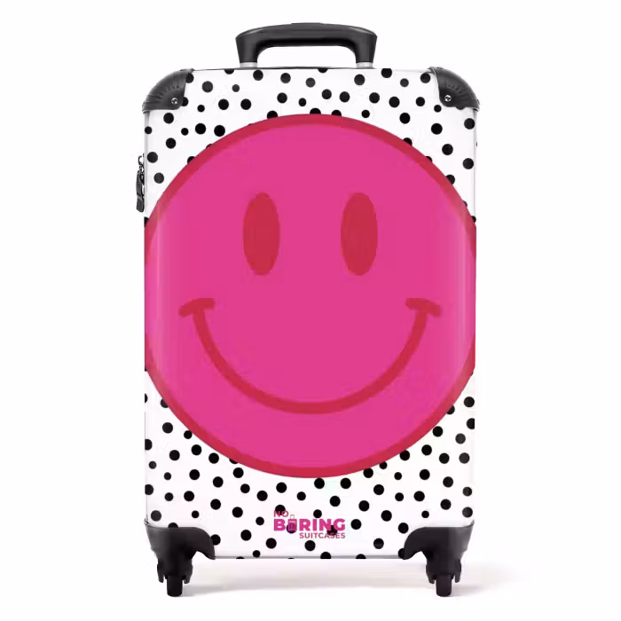 Koffer - Smiley - Rosa - Punkte