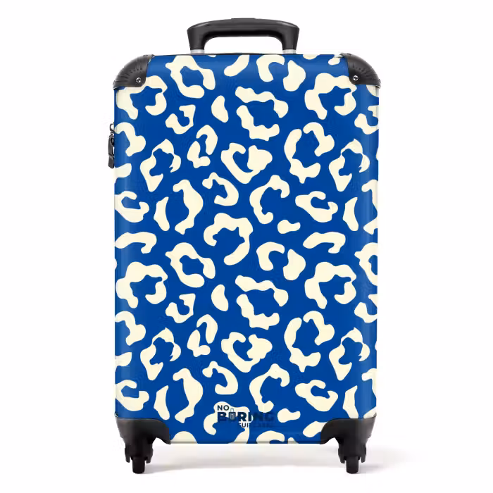Koffer - Tiermuster - Koffer mit Pantherprint in Blau und Weiß