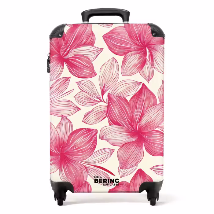 Koffer - Vintage-Blumenmuster - Rosa mit Creme