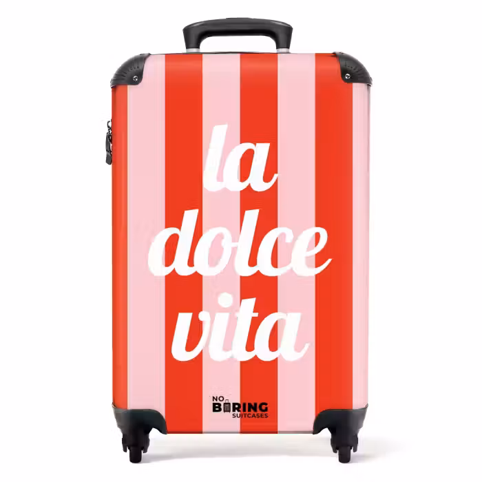 Koffer - Zitate - La dolce vita tomatenrot und blütenrosa