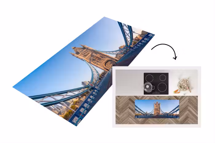 Küchenläufer - Brücke – Turm – Architektur – Klassik – Blau