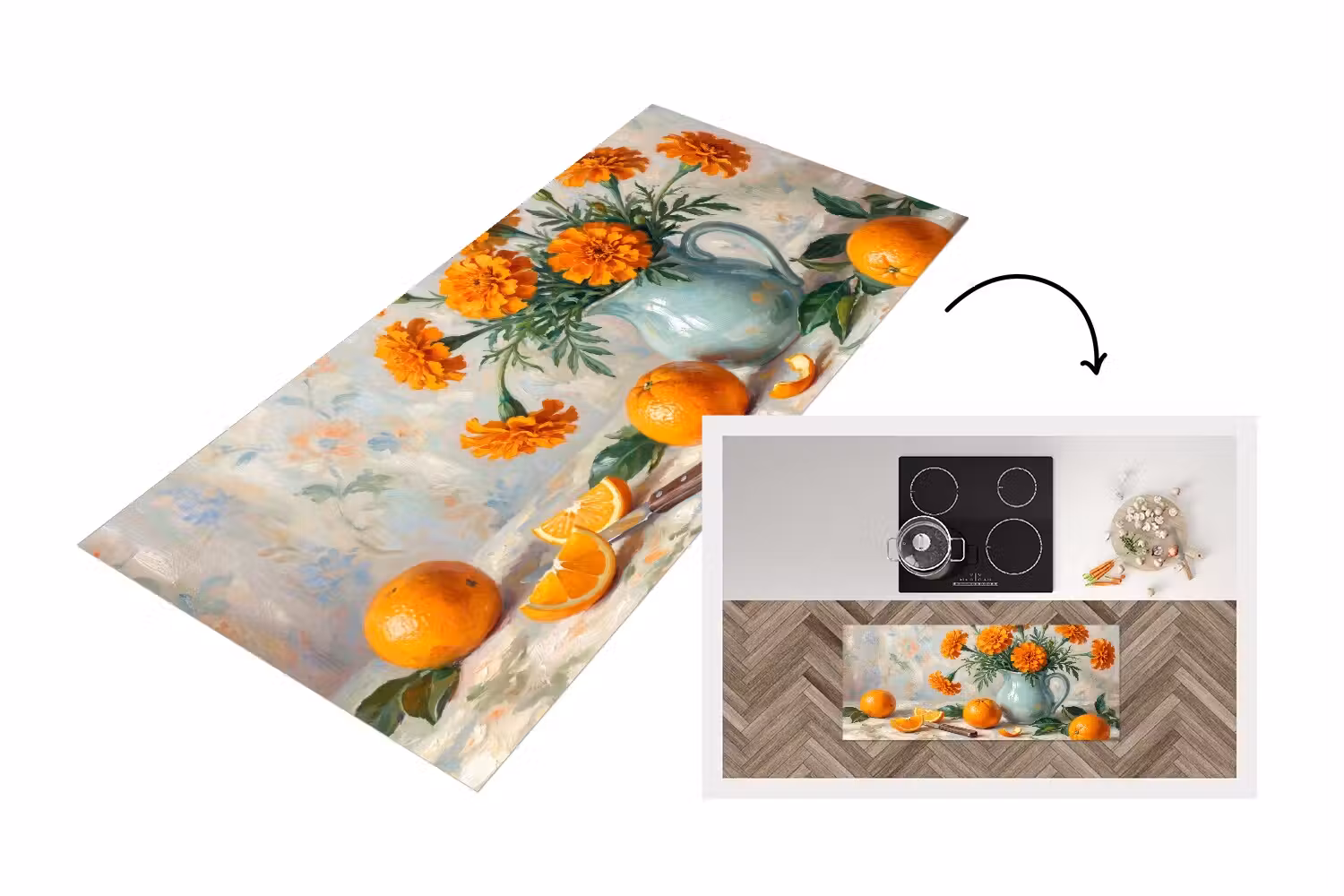 Küchenläufer - Essen – Orange – Kunst