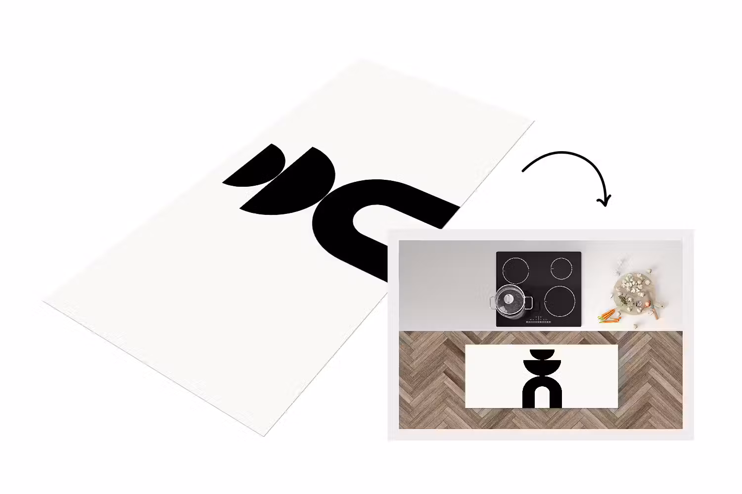 Küchenläufer - Minimalistisch – Kunst – Weiß
