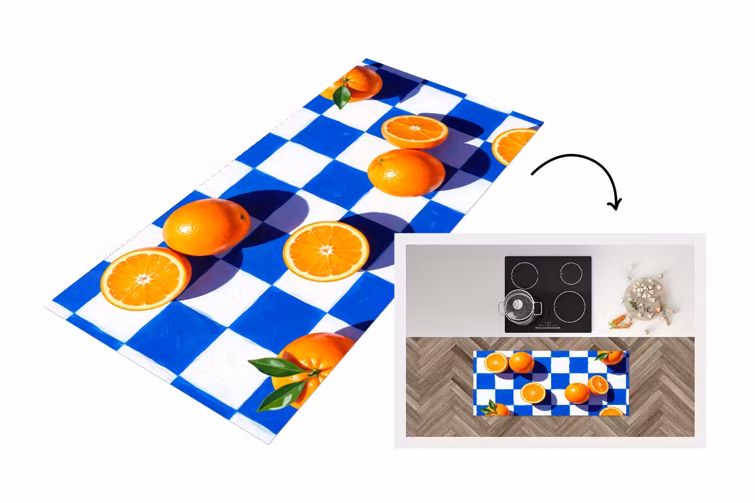 Küchenläufer - Orange – Kariert – Essen
